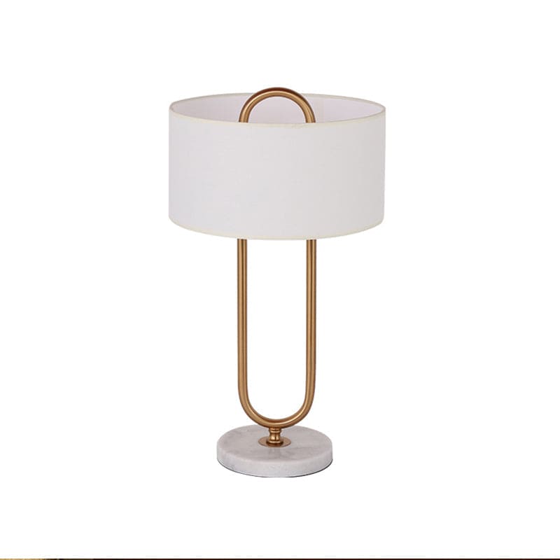 LichtAnna - Elegant White Drum Nightstand Lamp with Stylish Oval Base