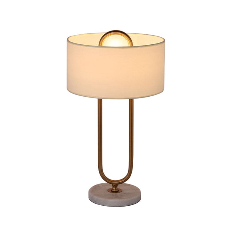 LichtAnna - Elegant White Drum Nightstand Lamp with Stylish Oval Base