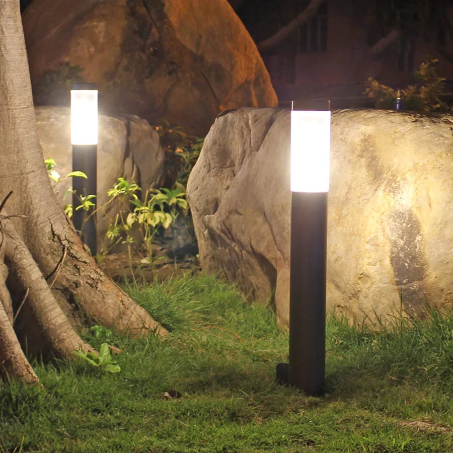 GleamGuard - Luxe Stainless Steel Garden Lawn Lamp for a Radiant Outdoor Space